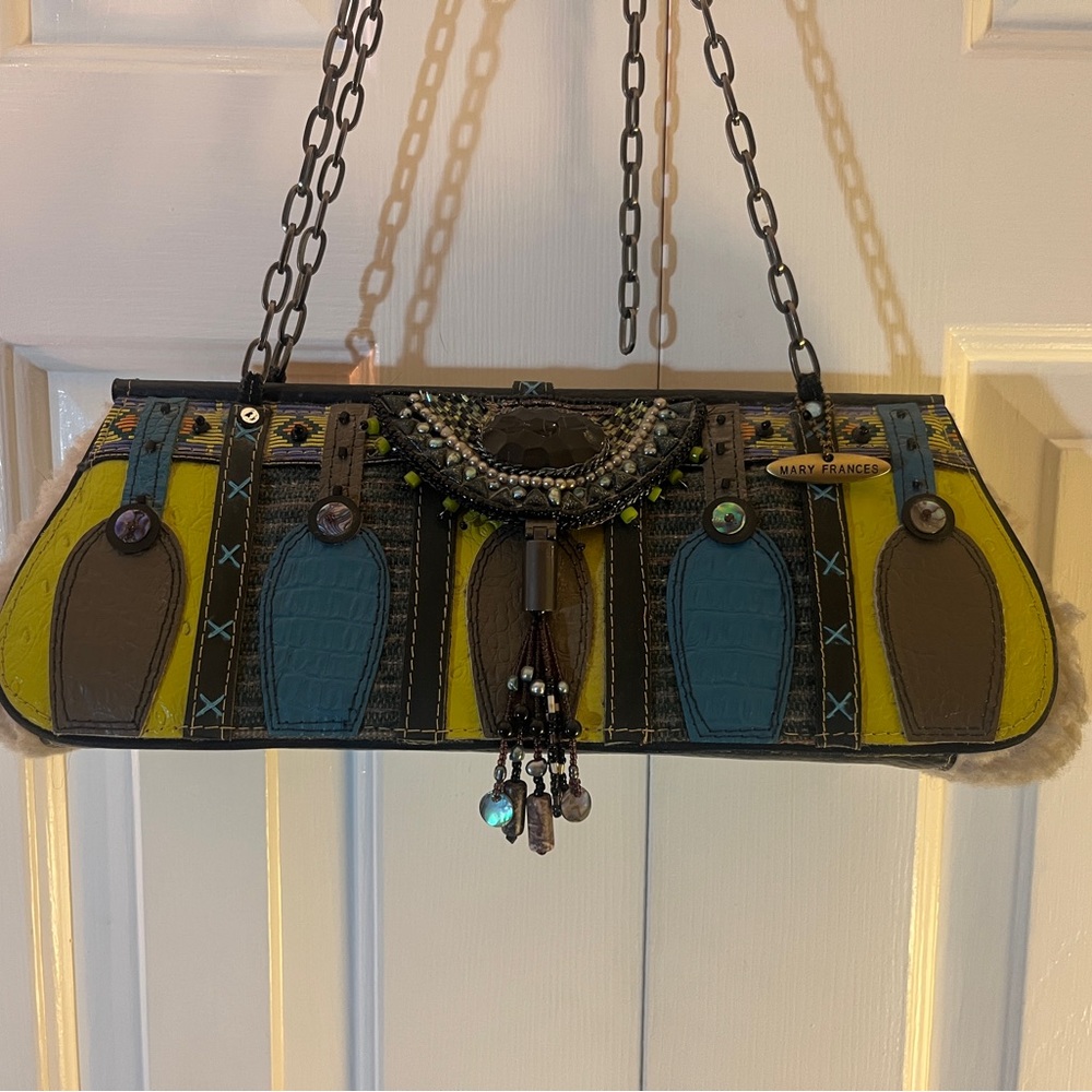 Mary Frances Vintage Ostrich Leather Aztec Purse